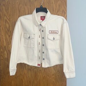 Dickies Off-White Button-Up Jacket size Large.